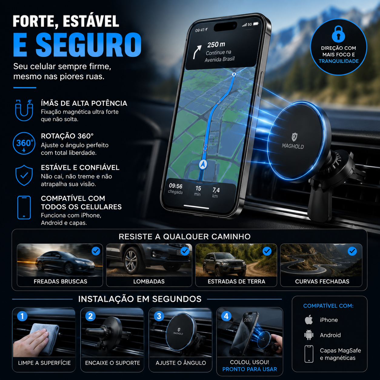 Suporte Veicular Magnético para Celular 🚗📱