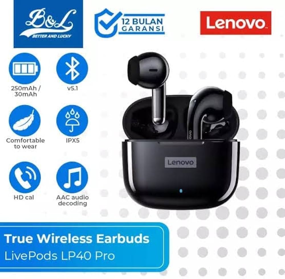 Fone de Ouvido Lenovo Bluetooth Sem Fio – Som Estéreo e Conexão Estável